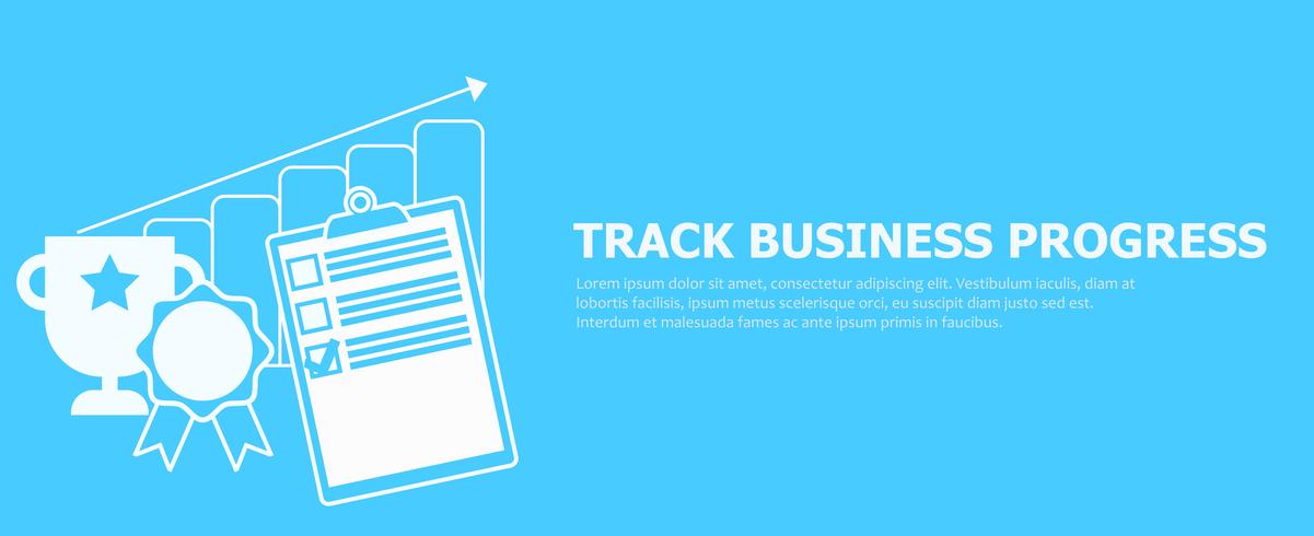 Suivre la bannière de progression des affaires. Illustration de plat Vector