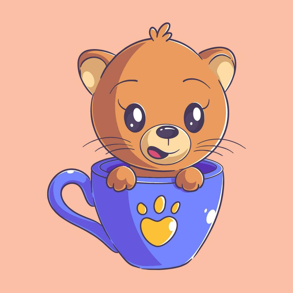 mignonne ours séance dans une tasse vecteur