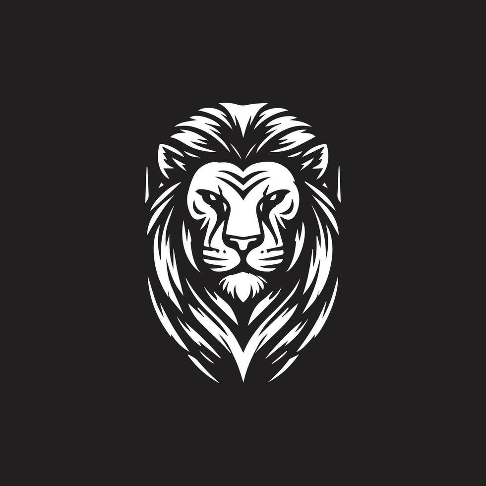 Lion tête logo modèle vecteur icône illustration conception isolé sur noir Contexte