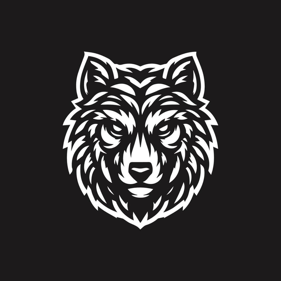 Loup tête logo modèle vecteur icône illustration conception isolé sur noir Contexte.
