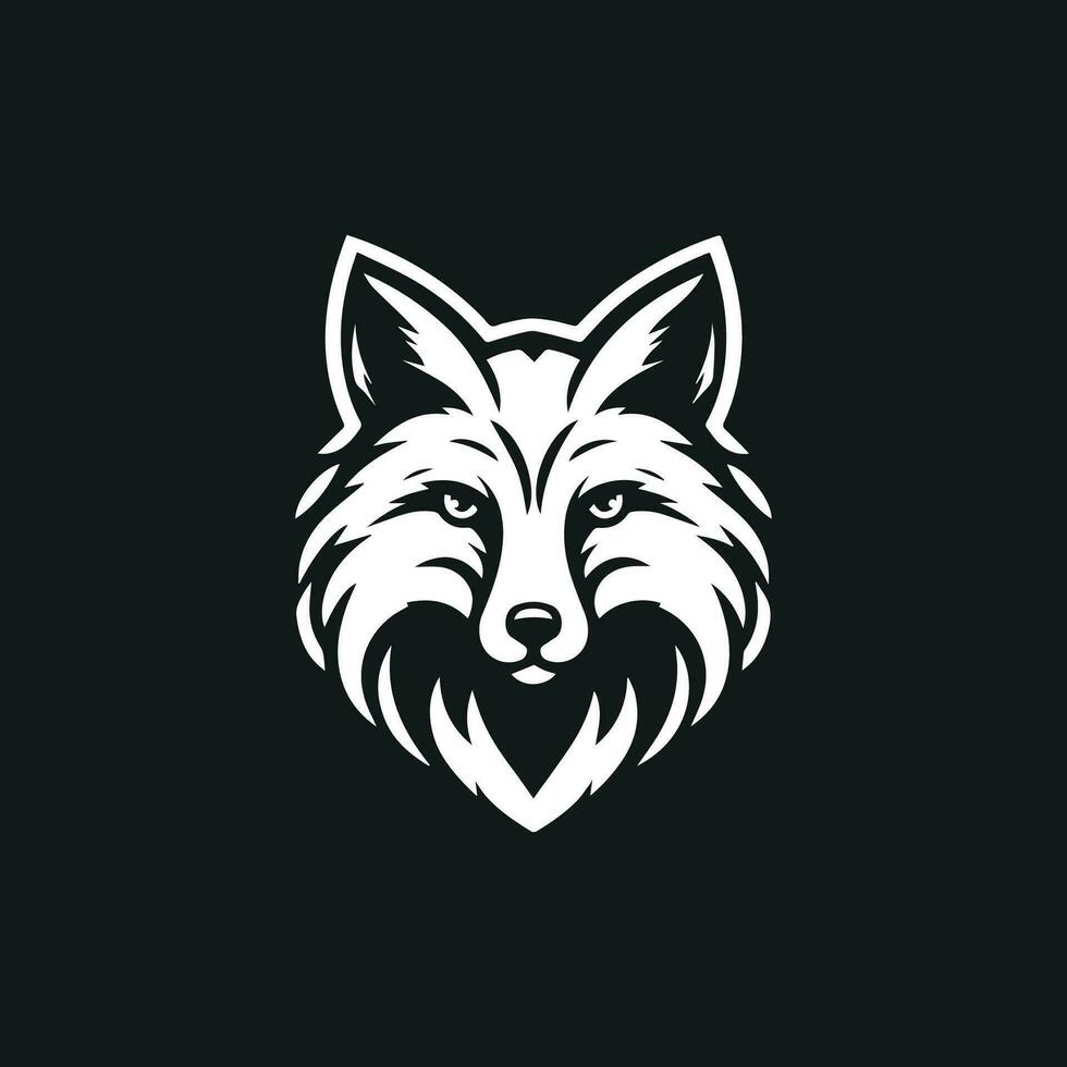 Loup tête logo modèle vecteur icône illustration conception isolé sur noir Contexte - vecteur