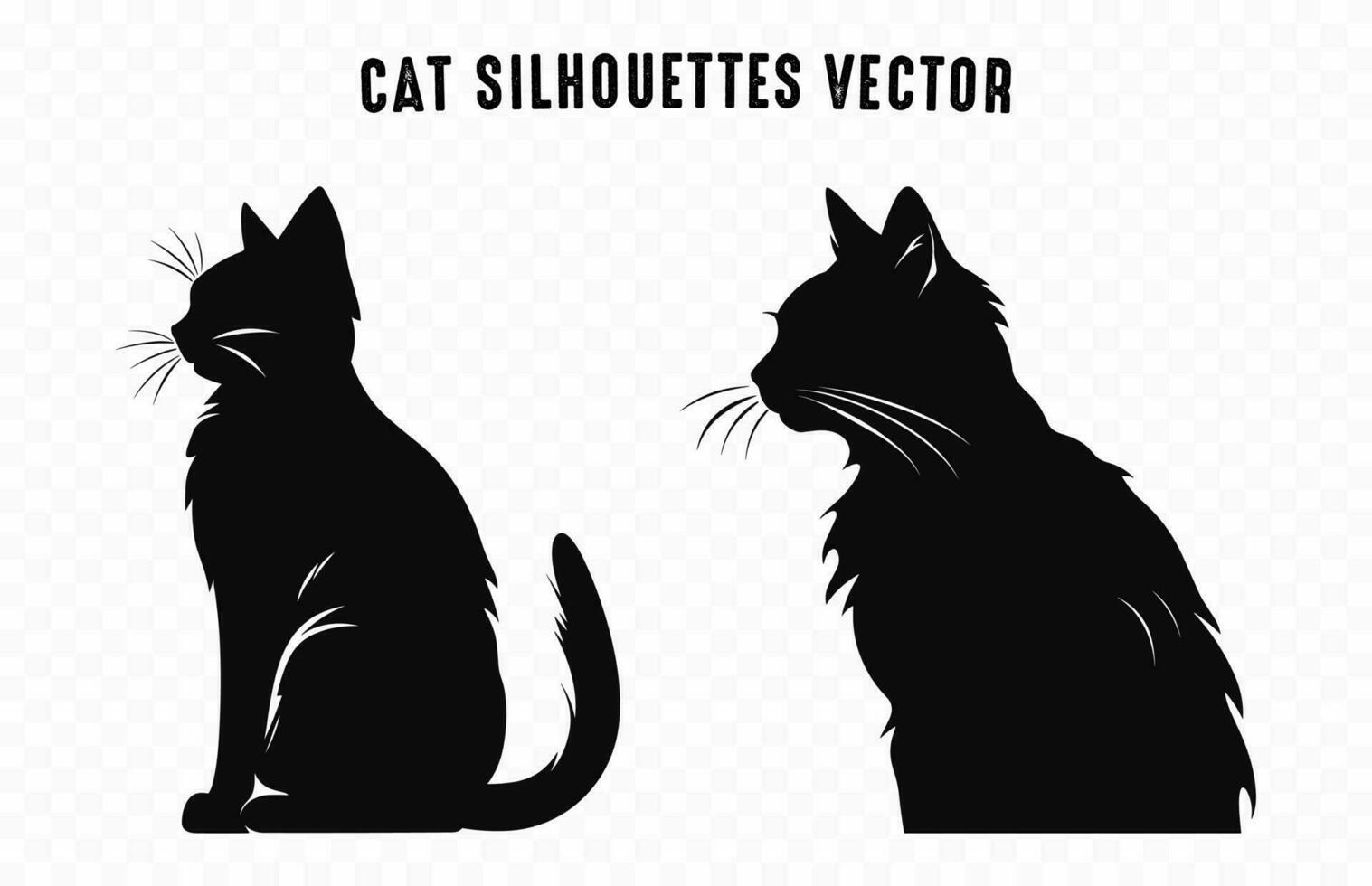 chat silhouettes noir vecteur gratuit