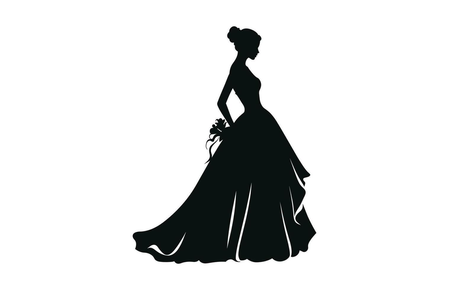 une la mariée noir silhouette vecteur art isolé sur une blanc Contexte