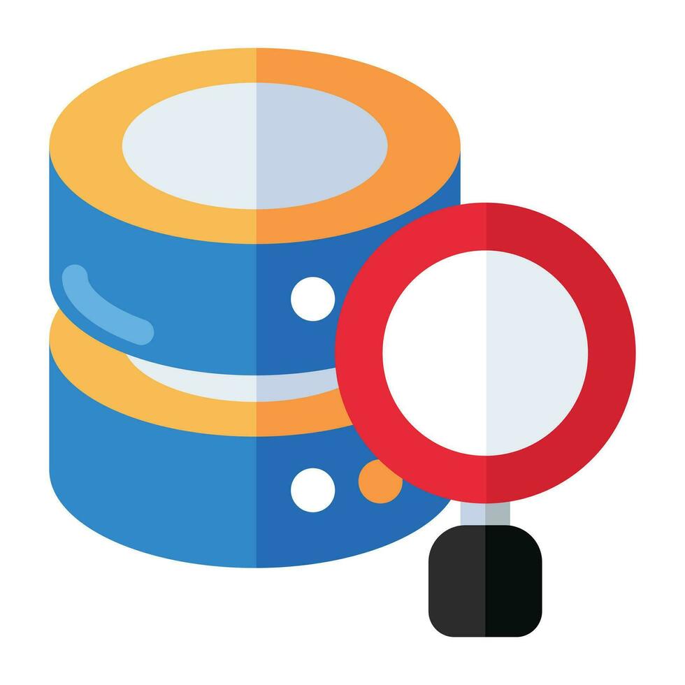 db grille avec grossissant verre, icône de base de données une analyse vecteur