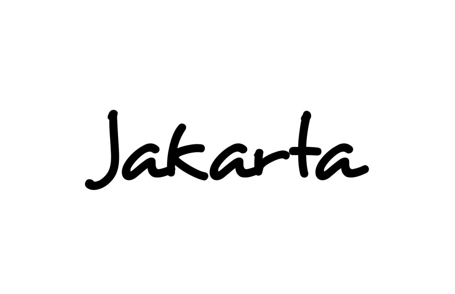 lettrage de main de texte de mot manuscrit de la ville de jakarta. texte de calligraphie. typographie en couleur noire vecteur