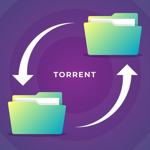 Deux dossiers de torrent Documents transférés Concepts de partage Illustration vecteur