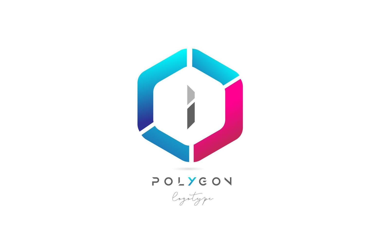 je polygone rose bleu icône alphabet lettre création de logo pour entreprise et société vecteur