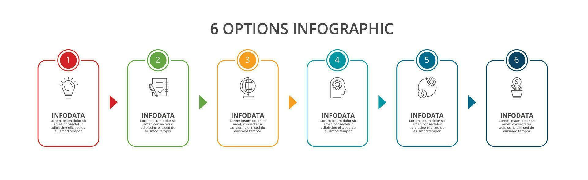 ligne concept pour infographie avec 6 pas, choix, les pièces ou processus. affaires Les données visualisation. vecteur