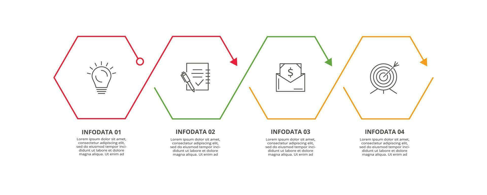 ligne concept pour infographie avec 4 pas, choix, les pièces ou processus. affaires Les données visualisation. vecteur