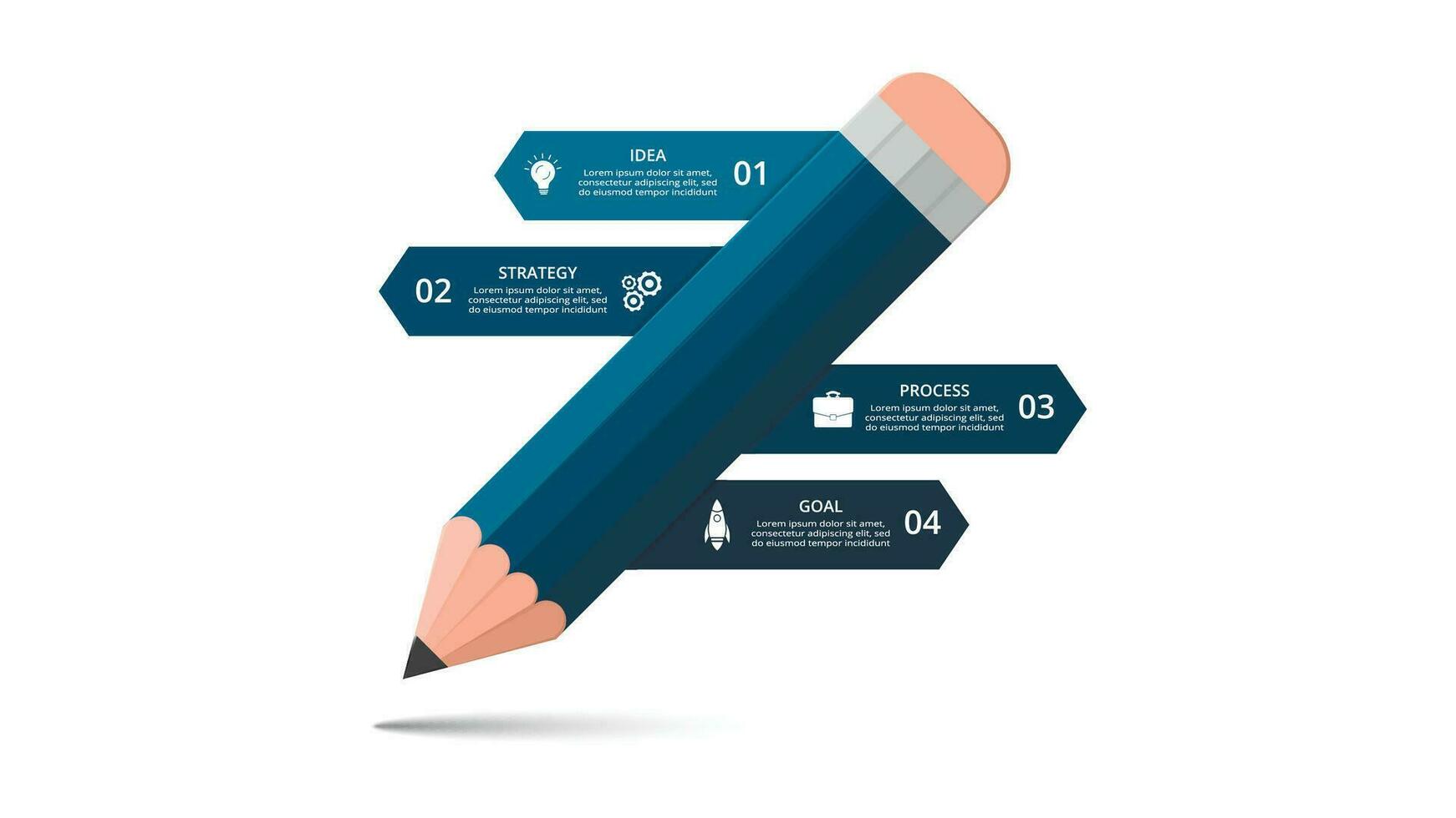 abstrait flèches de graphique, diagramme avec 4 pas, choix, les pièces ou processus. vecteur affaires modèle pour présentation