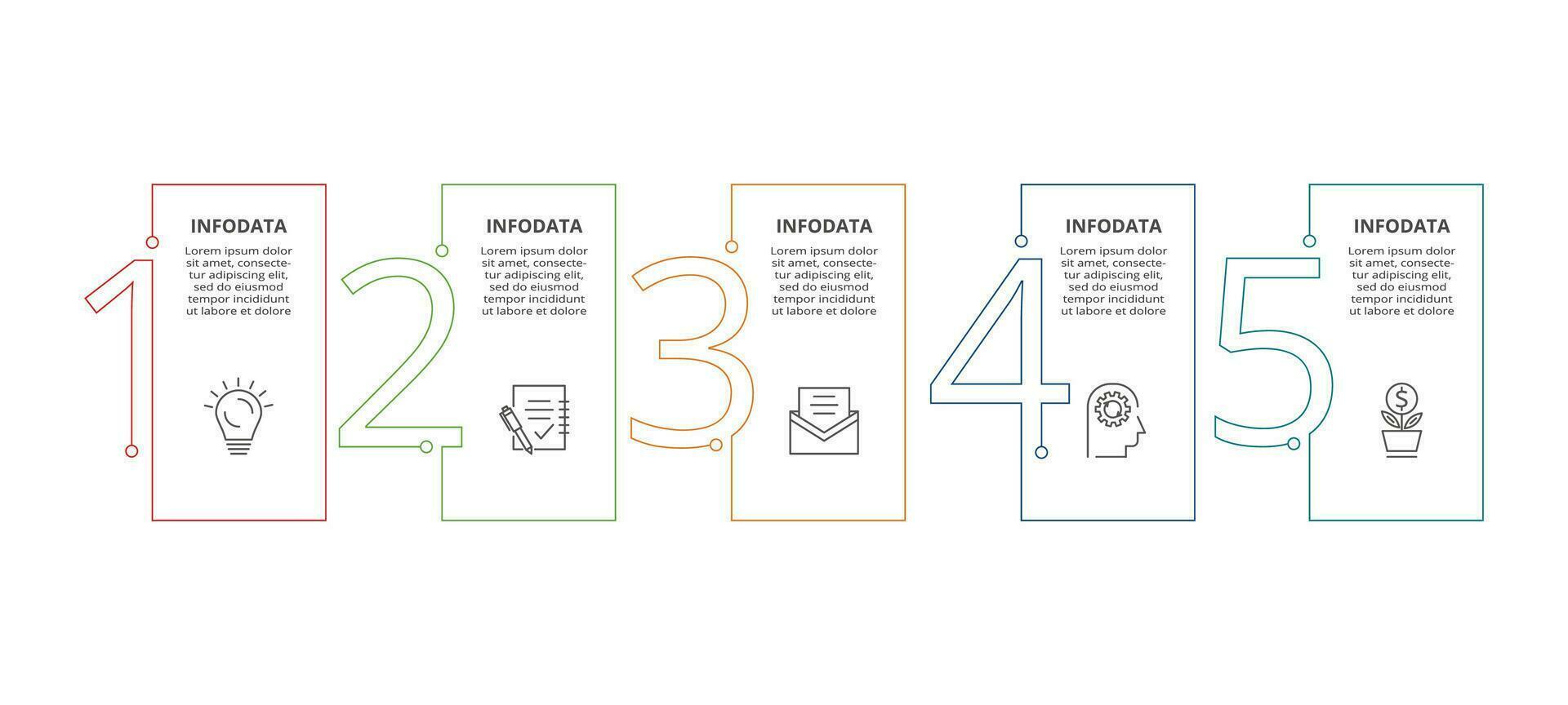 ligne concept pour infographie avec 5 pas, choix, les pièces ou processus. affaires Les données visualisation. vecteur