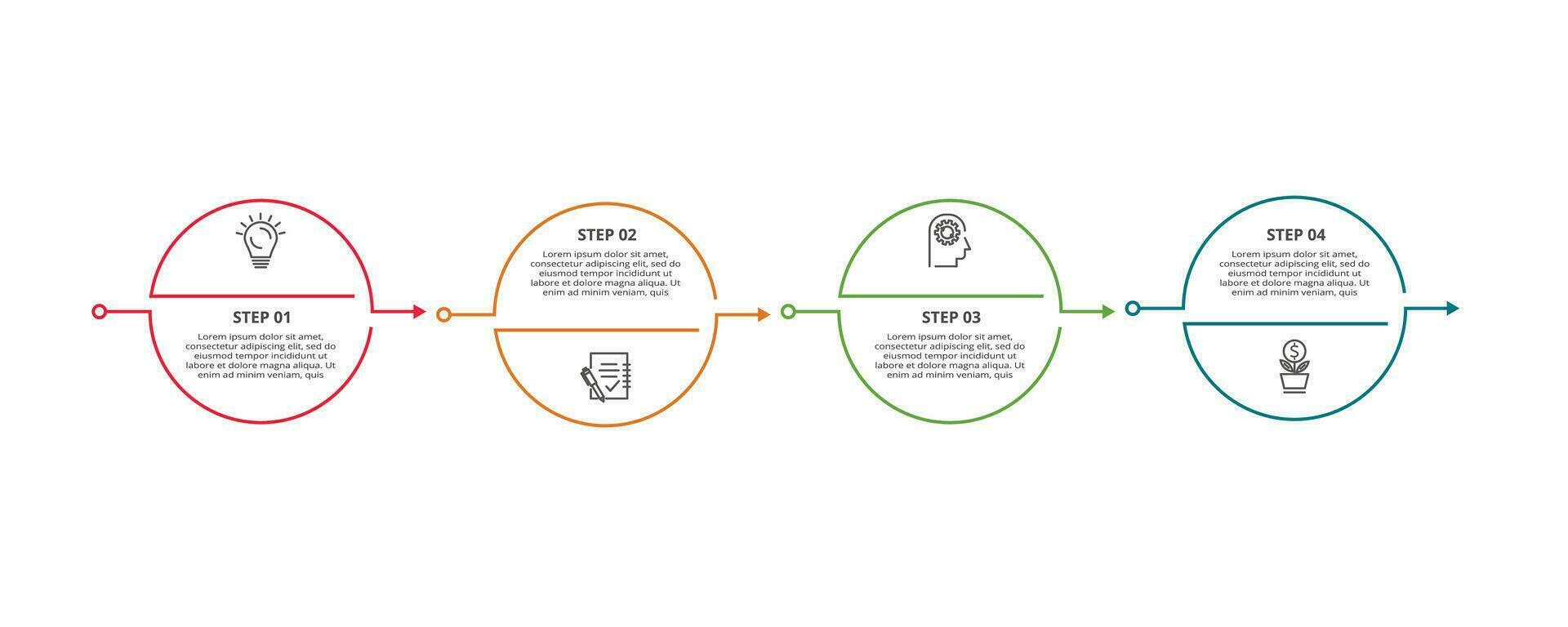 ligne concept pour infographie avec 4 pas, choix, les pièces ou processus. affaires Les données visualisation. vecteur