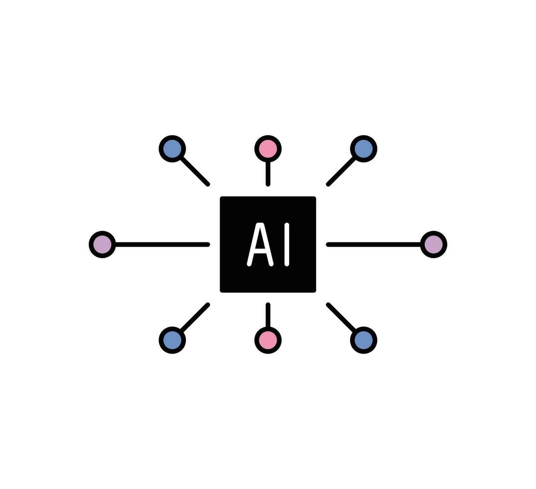 artificiel intelligence en relation icône concept contour style vecteur illustration.