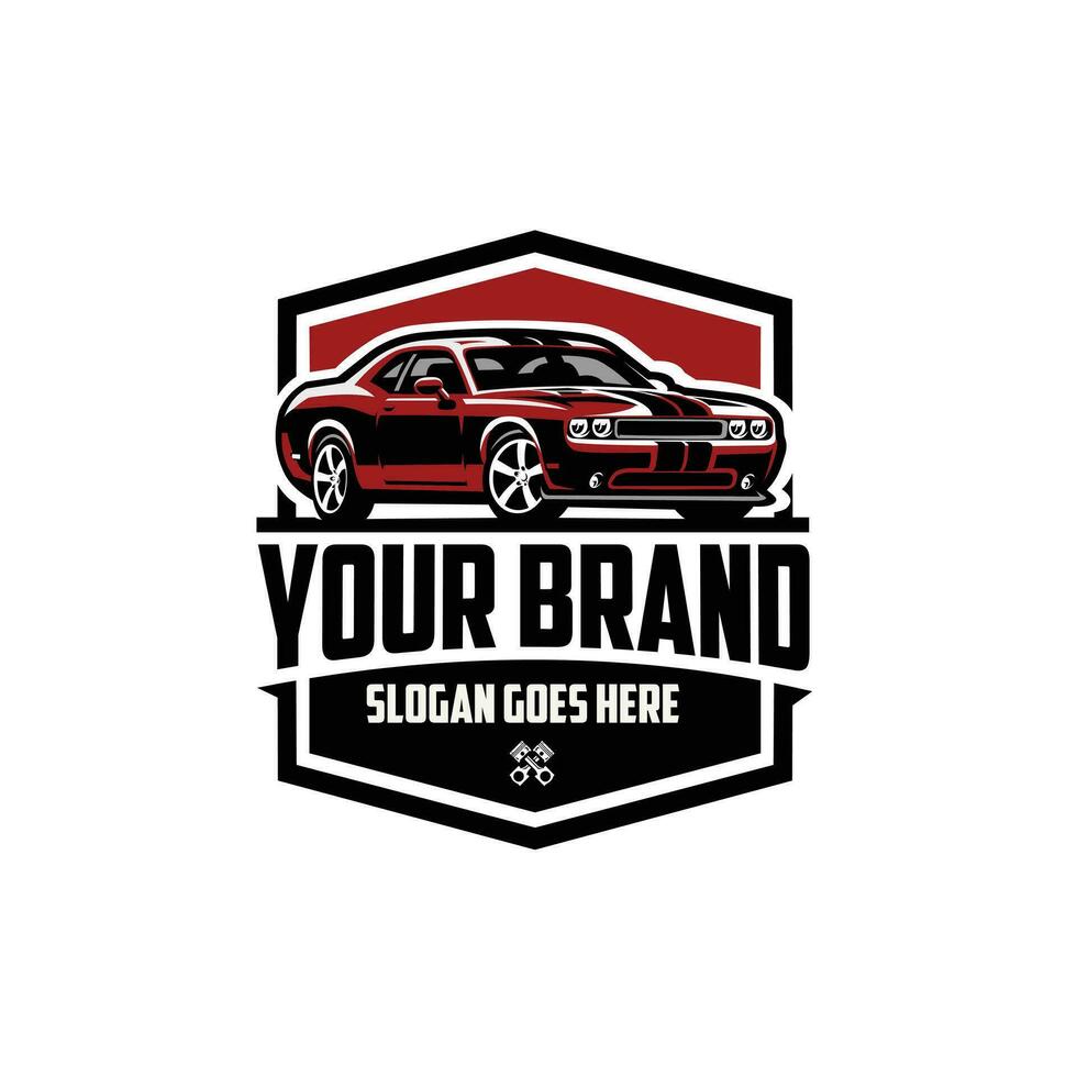 muscle voiture garage badge emblème logo vecteur illustration