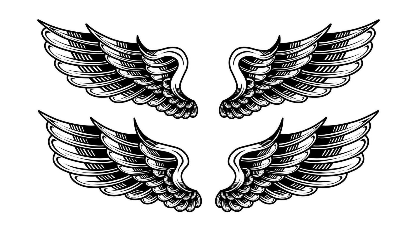 vecteur ensemble de ancien ange ailes tatouages
