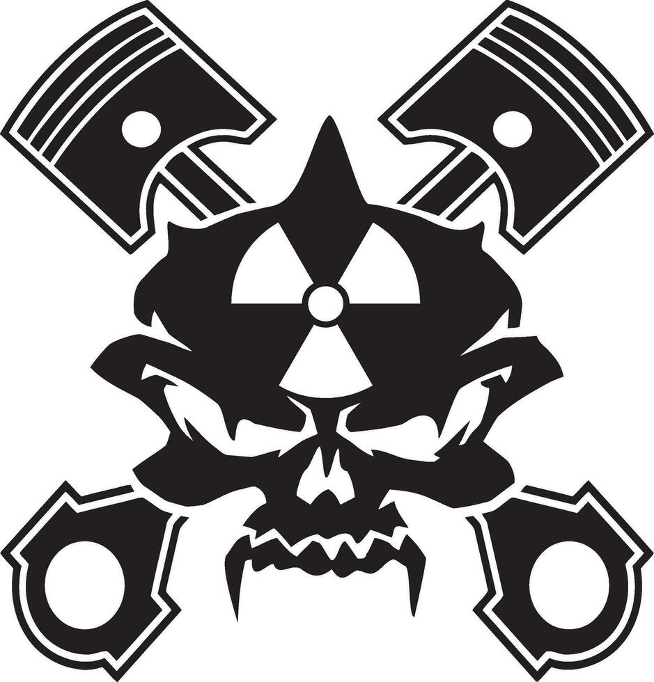 vampire monstre crâne avec pistons radioactif tatouage vecteur