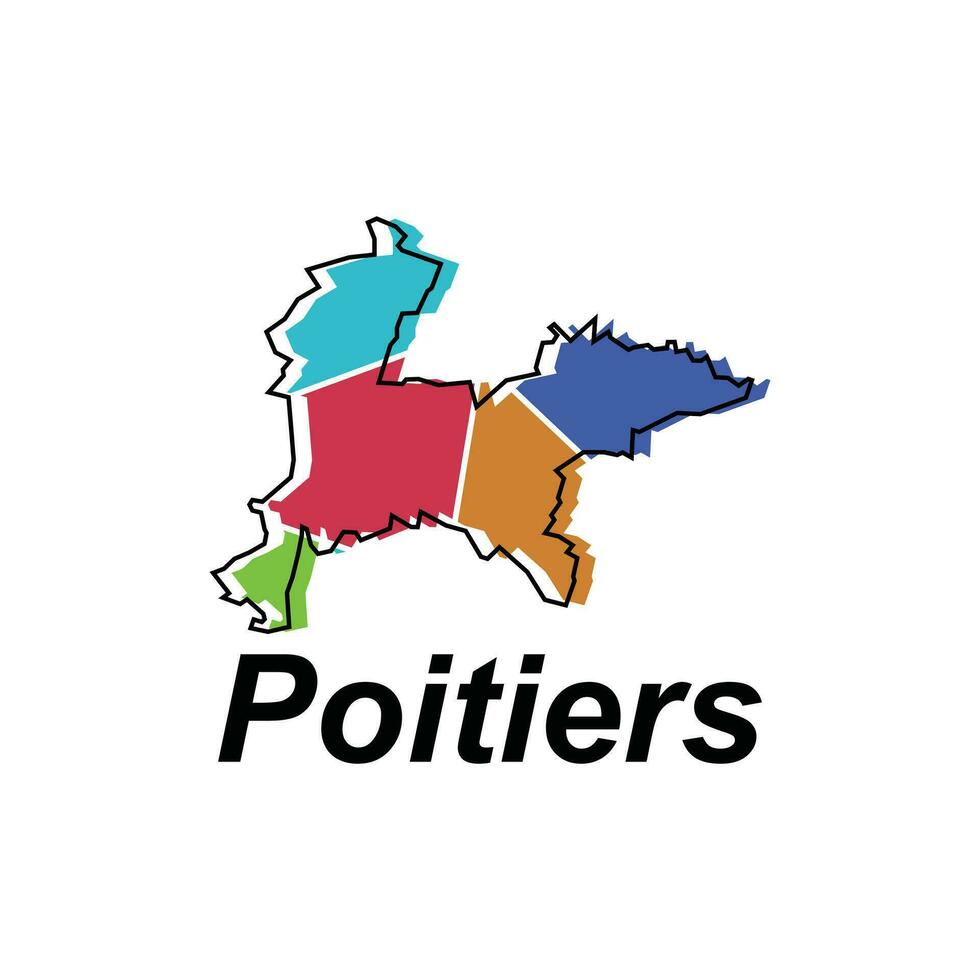 carte de Poitiers coloré géométrique moderne contour, haute détaillé vecteur illustration vecteur conception modèle, adapté pour votre entreprise