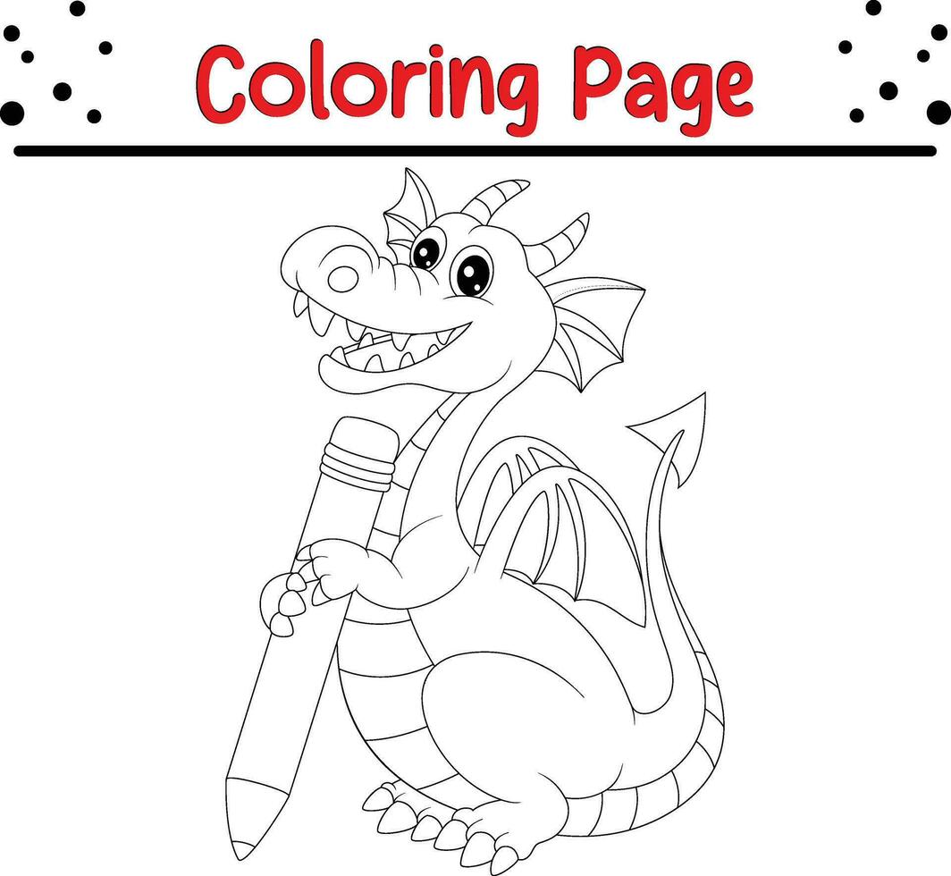 coloration page dragon avec crayon vecteur
