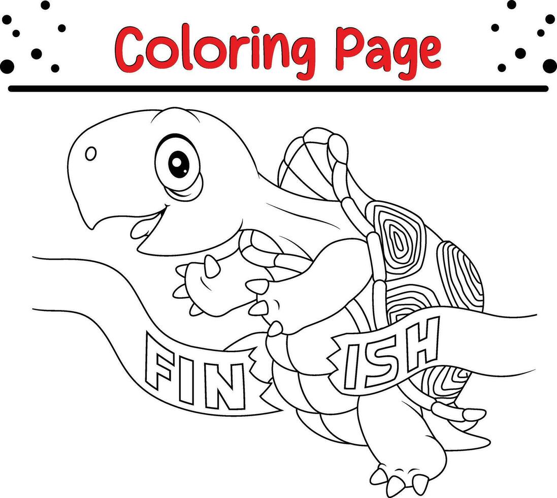 coloration page tortue gagne par traversée terminer ligne vecteur