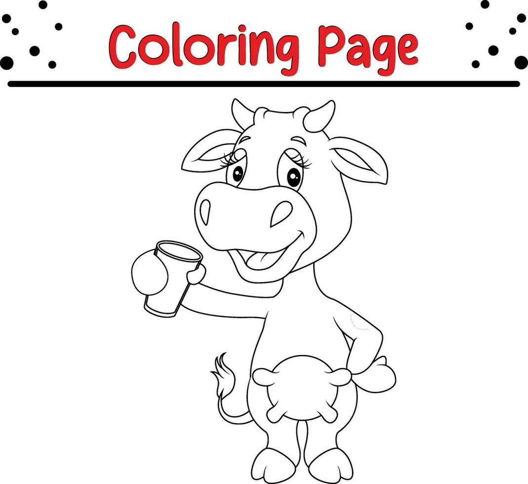 coloration page content vache donnant pouce en haut vecteur