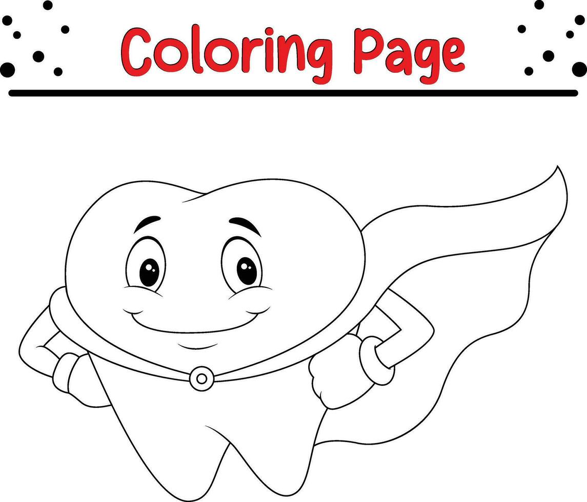 coloration page super-héros en bonne santé dent vecteur