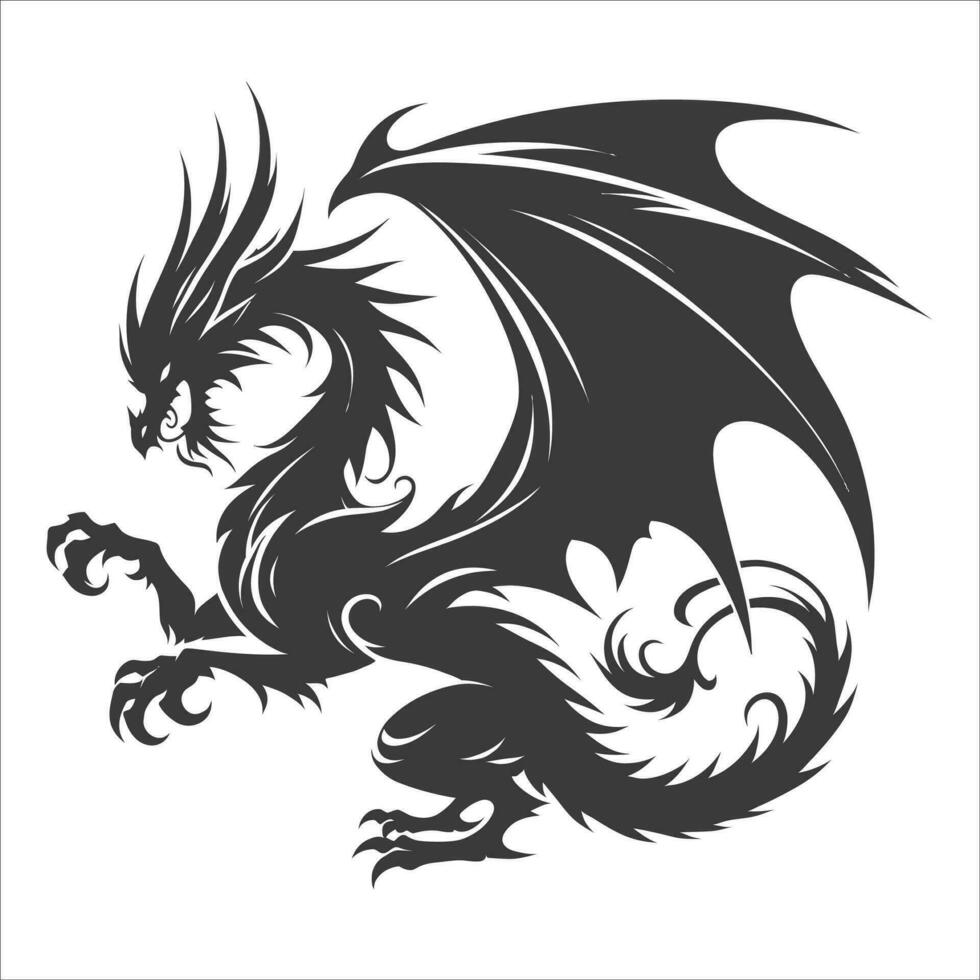 dragon silhouette sur blanc Contexte vecteur