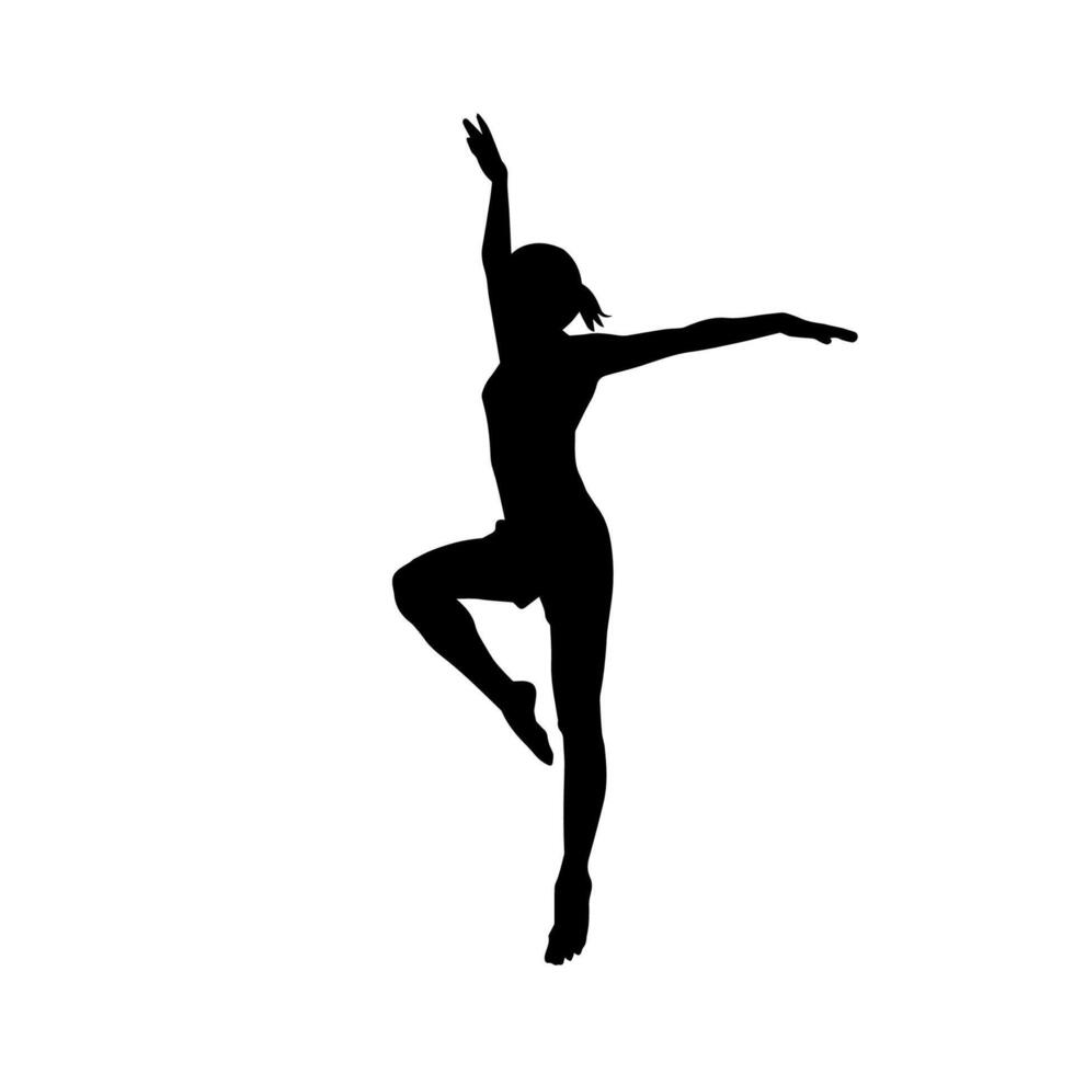 silhouette de une femelle ballet Danseur dans action pose. silhouette de une ballerine fille dansant pose. vecteur