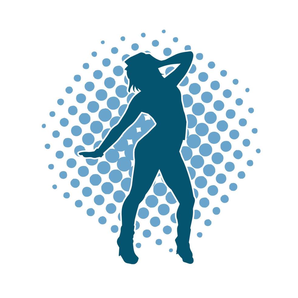 silhouette de une femelle Danseur dans action pose. silhouette de une femme dansant Heureusement. vecteur