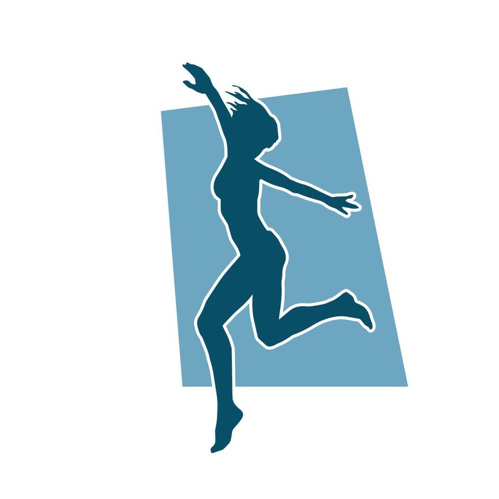 silhouette de une femelle Danseur dans action pose. silhouette de une femme dansant Heureusement. vecteur