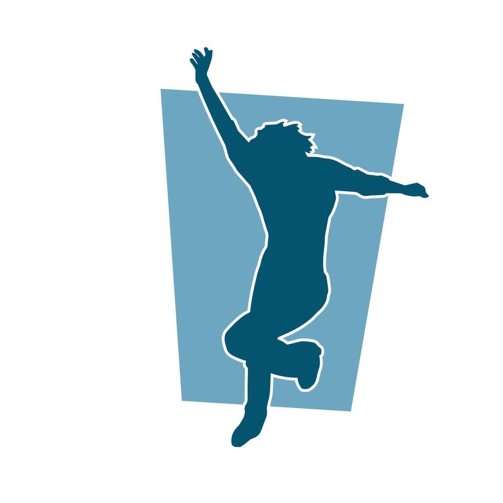 silhouette de une femelle Danseur dans action pose. silhouette de une femme dansant Heureusement. vecteur