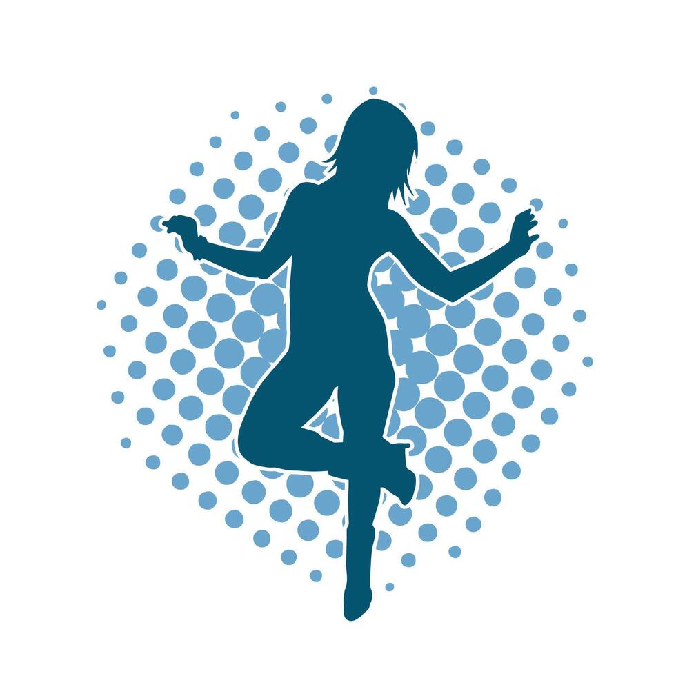 silhouette de une femelle Danseur dans action pose. silhouette de une femme dansant Heureusement. vecteur