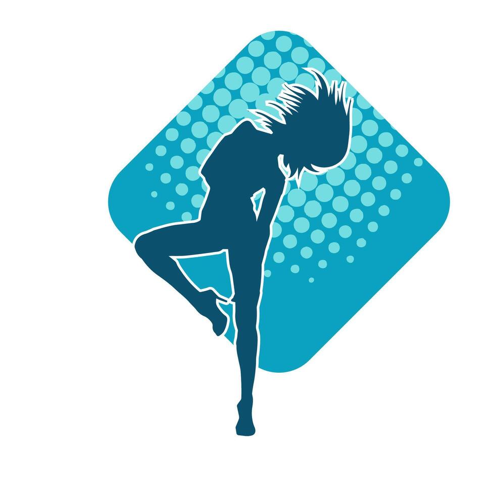 silhouette de une femelle Danseur dans action pose. silhouette de une femme dansant Heureusement. vecteur