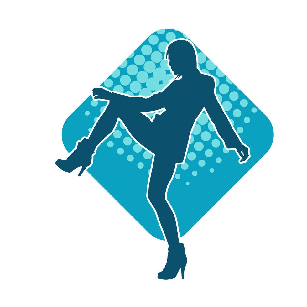 silhouette de une femelle Danseur dans action pose. silhouette de une femme dansant Heureusement. vecteur