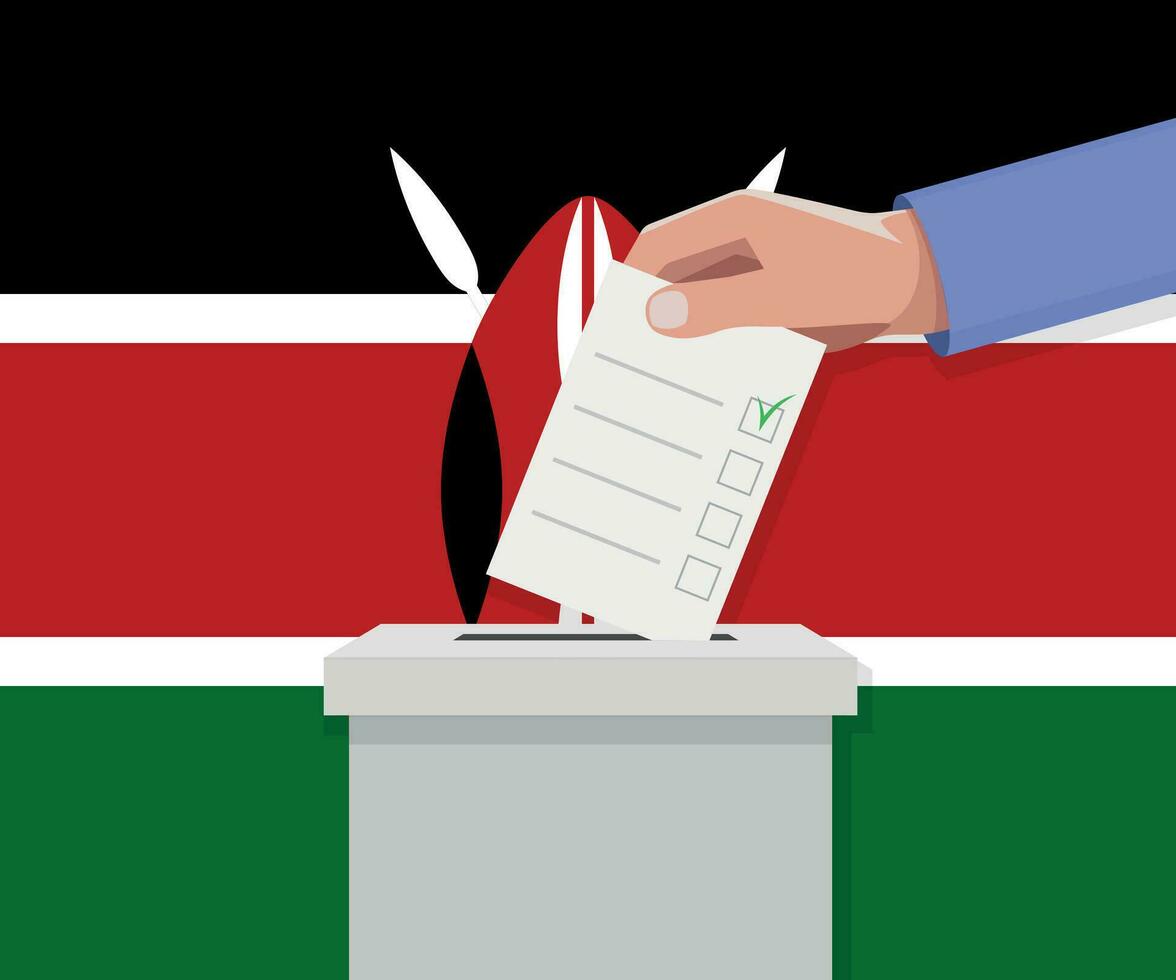 Kenya élection concept. main met voter bulletin vecteur