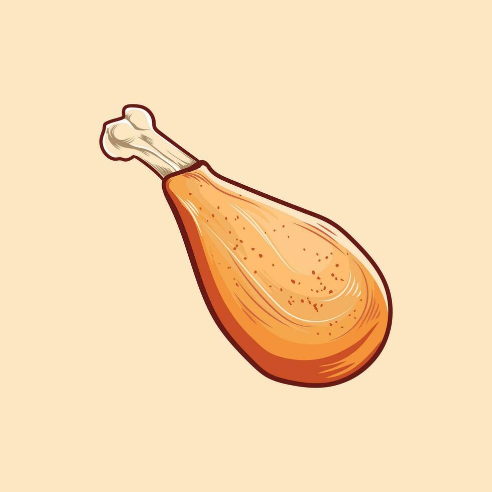 frit poulet jambe vecteur illustration