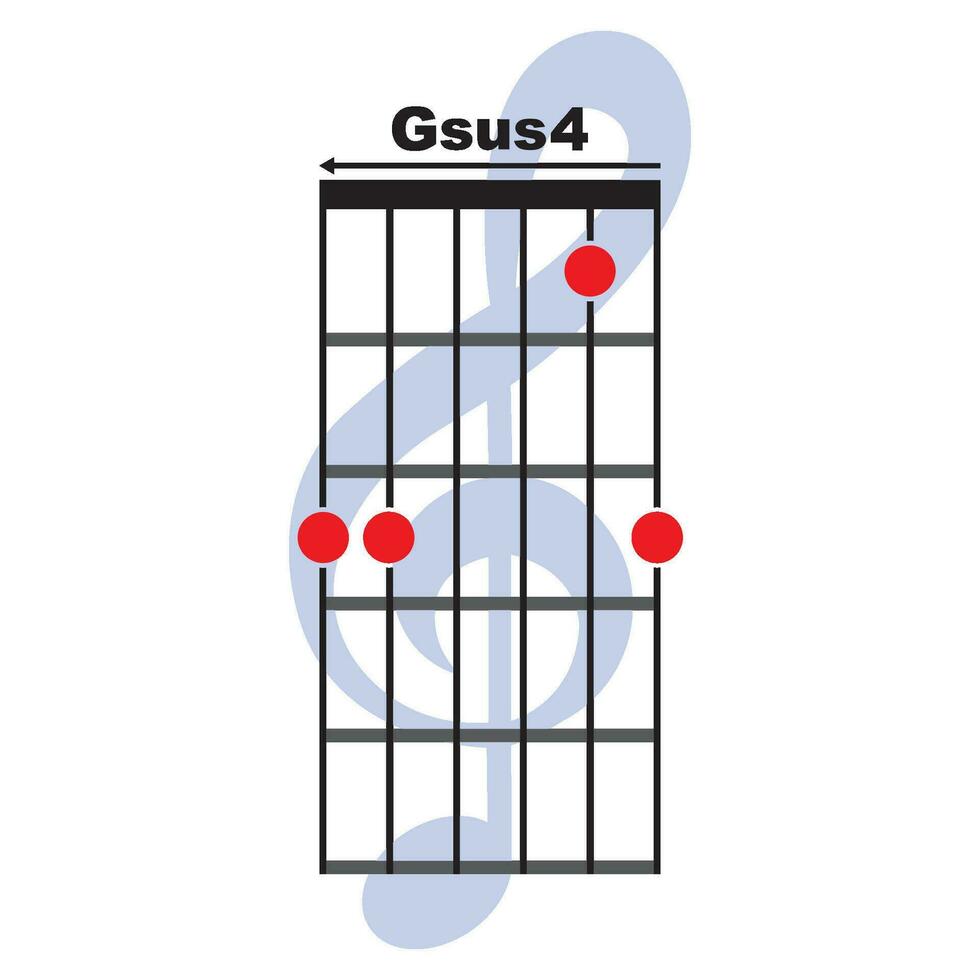 gsus4 guitare accord icône vecteur