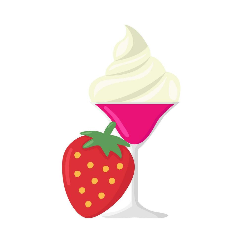 Milk-shake fraise avec fraise illustration vecteur