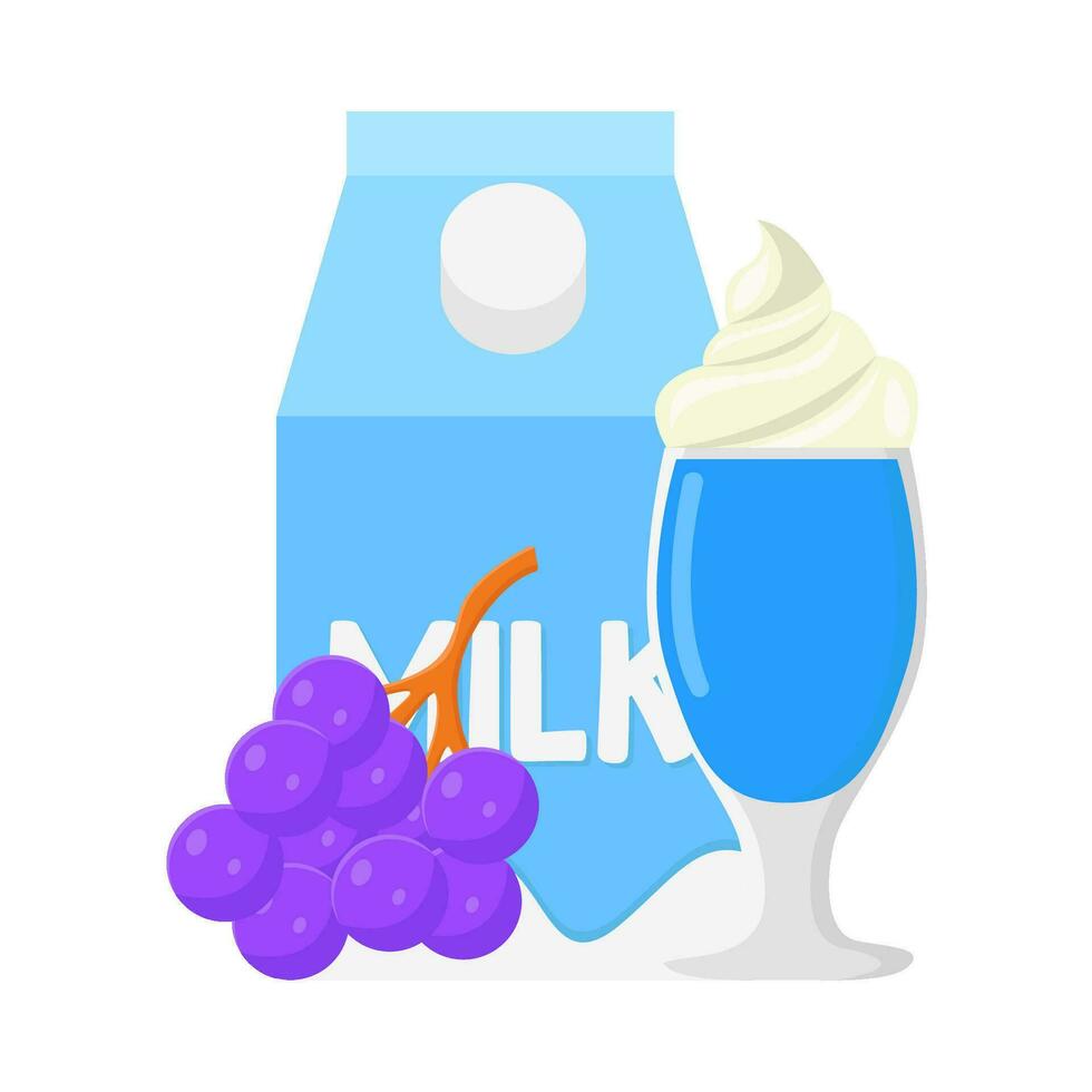 Milk-shake, boîte Lait avec grain de raisin illustration vecteur