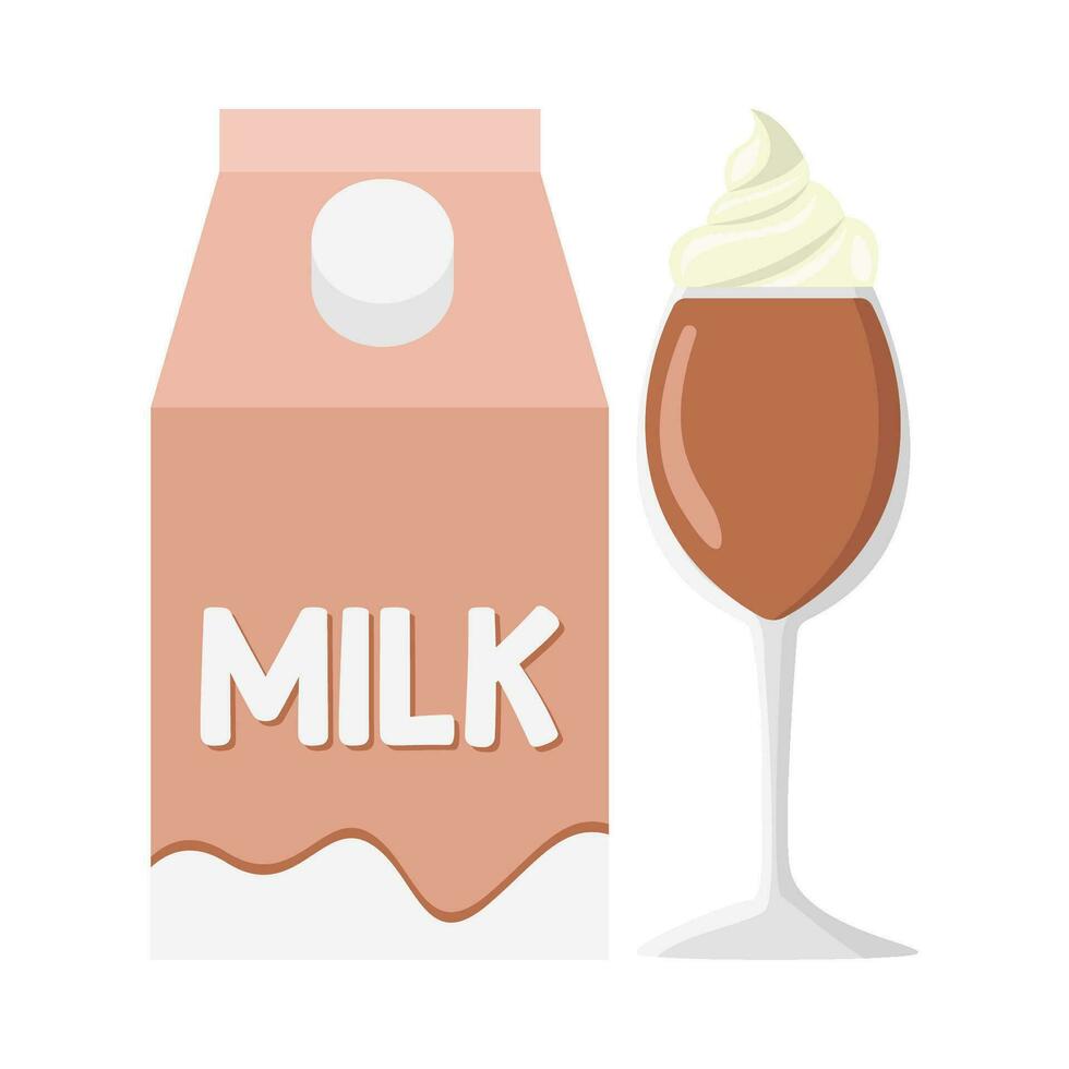 Milk-shake Chocolat avec boîte Lait Chocolat illustration vecteur