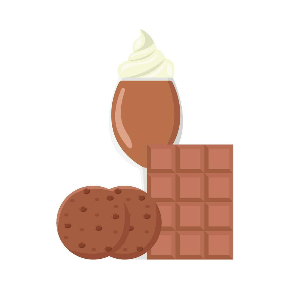 Milk-shake chocolat, bar Chocolat avec biscuits illustration vecteur