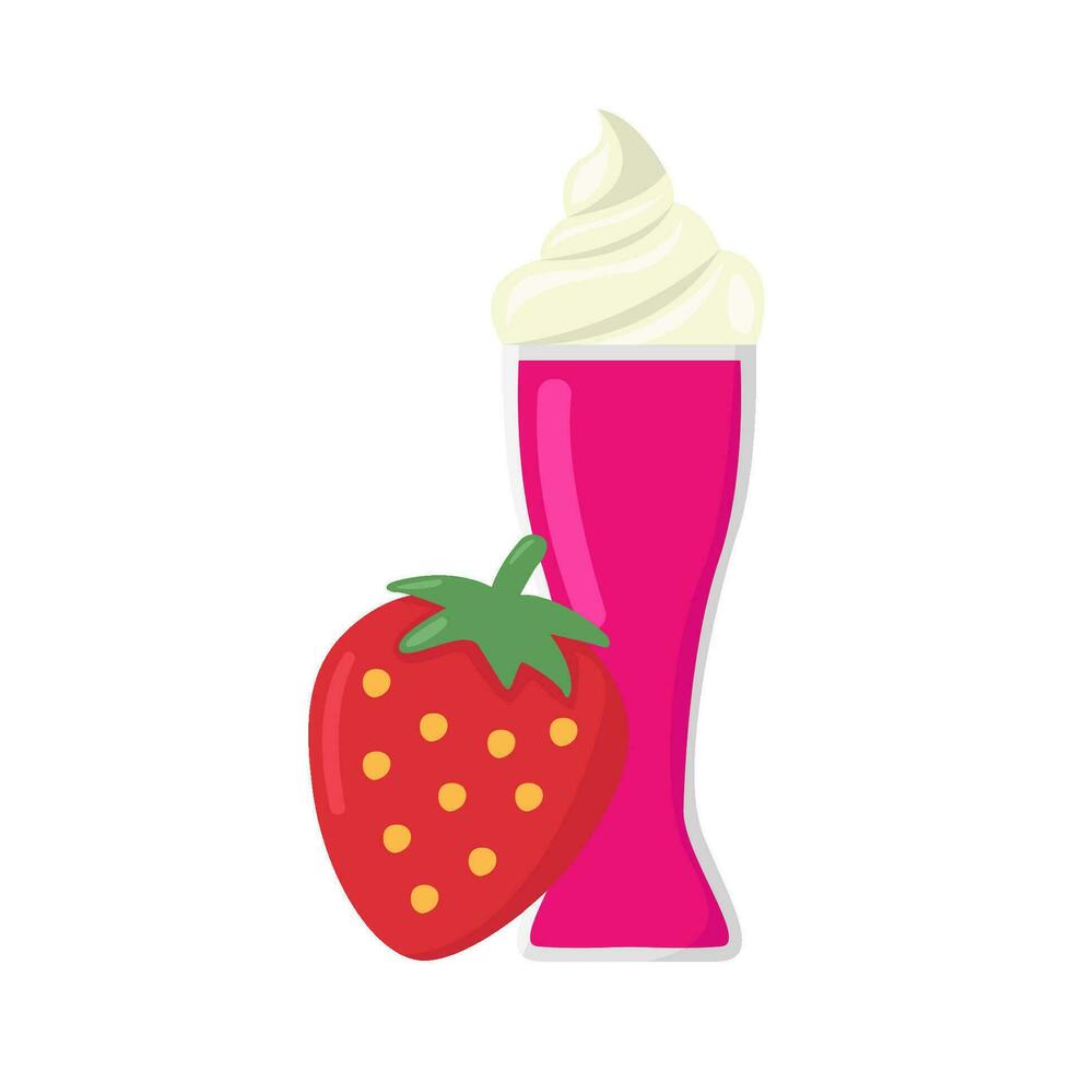 Milk-shake fraise avec fraise illustration vecteur