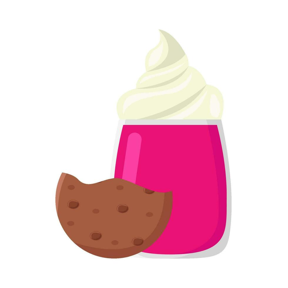 Milk-shake fraise avec biscuits illustration vecteur