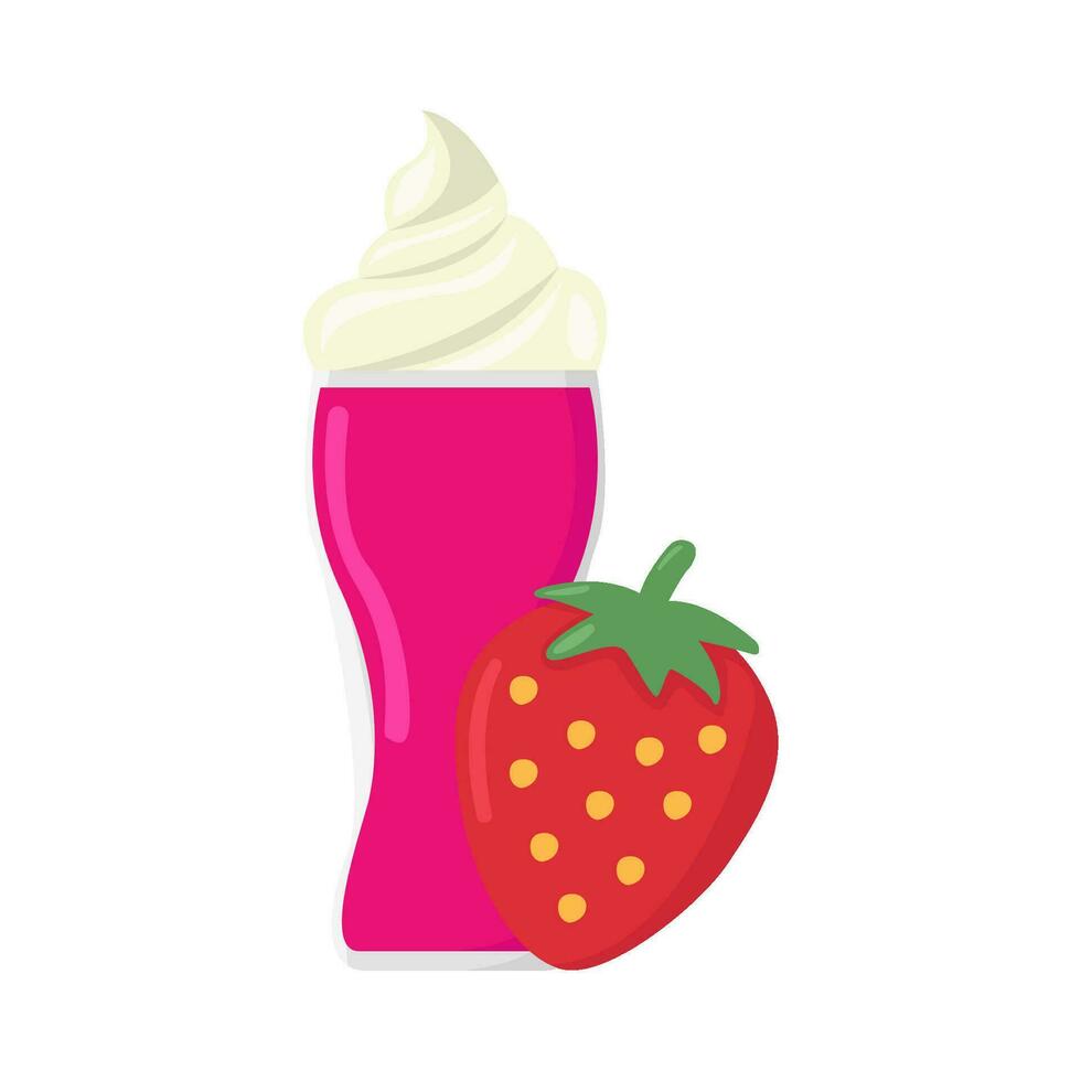 Milk-shake fraise avec fraise illustration vecteur