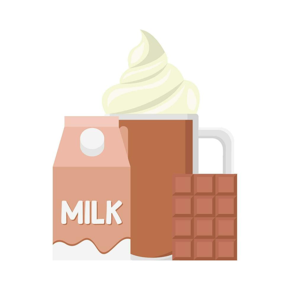 Milk-shake chocolat, bar Chocolat avec boîte Lait illustration vecteur