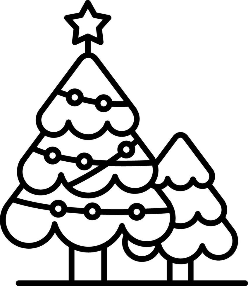 icône de ligne d'arbre de Noël vecteur