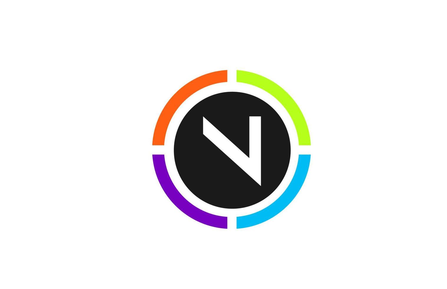 Création d'icône de logo de lettre alphabet couleur n pour entreprise et entreprise vecteur