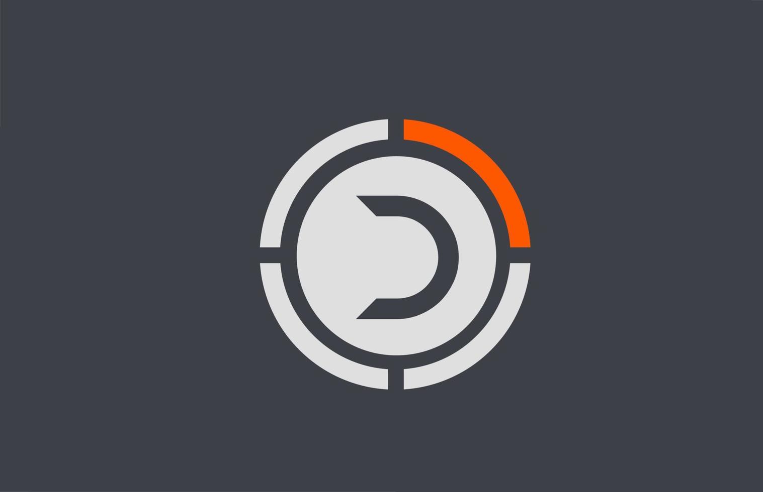 conception d'icône de logo de lettre d'alphabet gris orange d pour les entreprises et l'entreprise vecteur