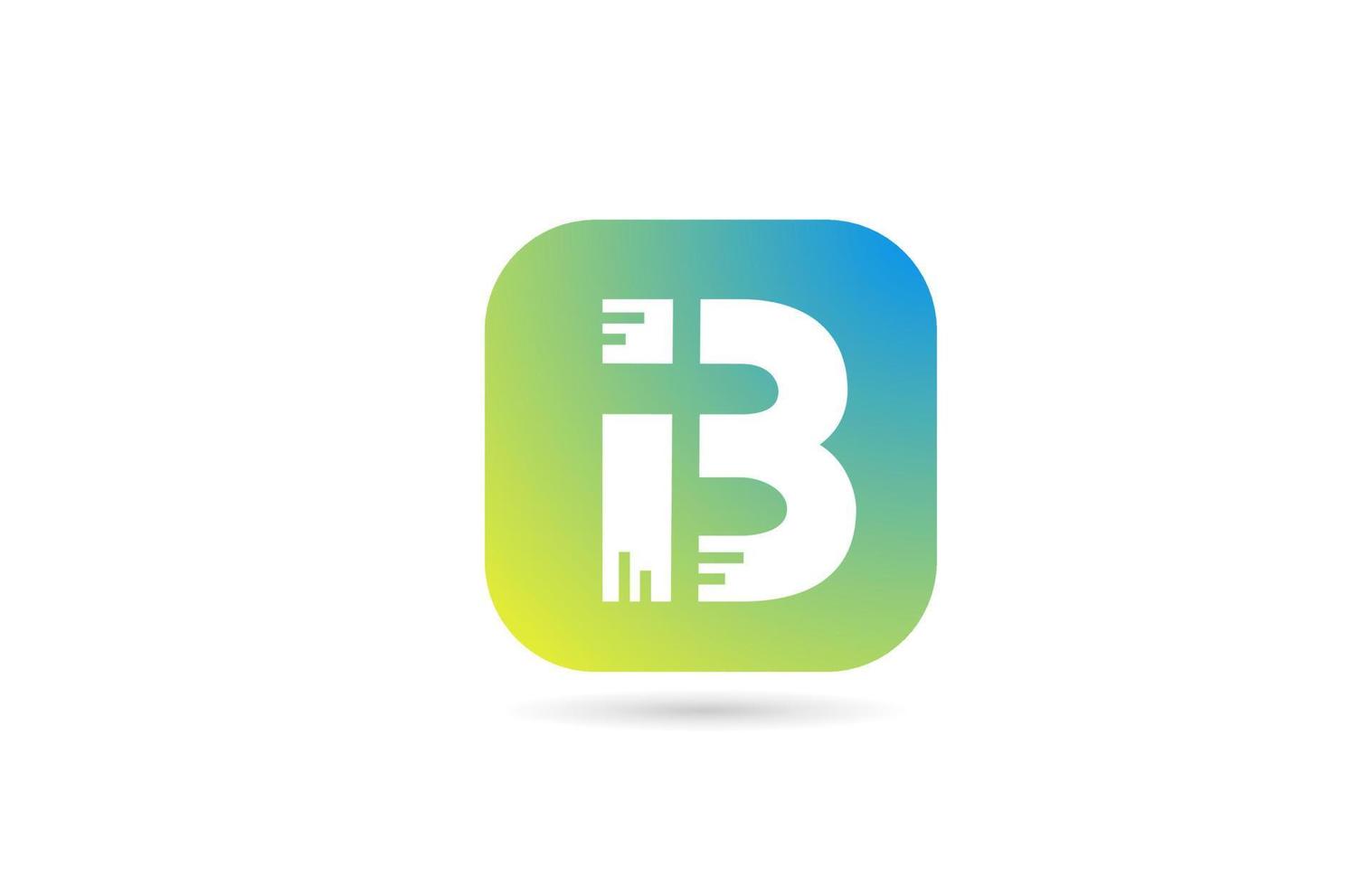 vert bleu b alphabet lettre icône logo design pour entreprise et société. modèle de couleur pastel vecteur