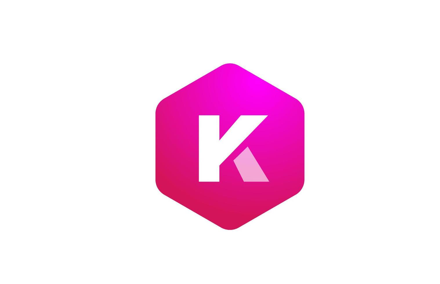 icône du logo de la lettre de l'alphabet du polygone blanc rose k avec un design moderne pour les entreprises et l'entreprise vecteur