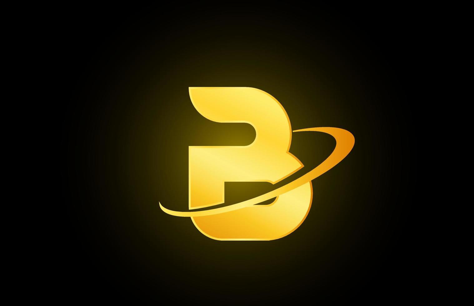 b, lettre alphabet, logo, icône, pour, entreprise, et, société, à, or, conception vecteur